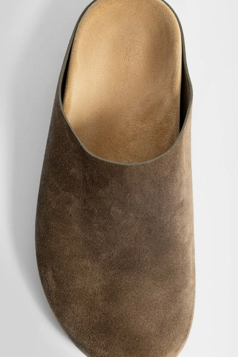 The Row  Light Brown Suede Mule Hugo