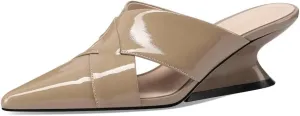TinaCus Women's Pointed Toe Glossy Patent Leather Handmade Mid Heels Chic Sandal Slippers