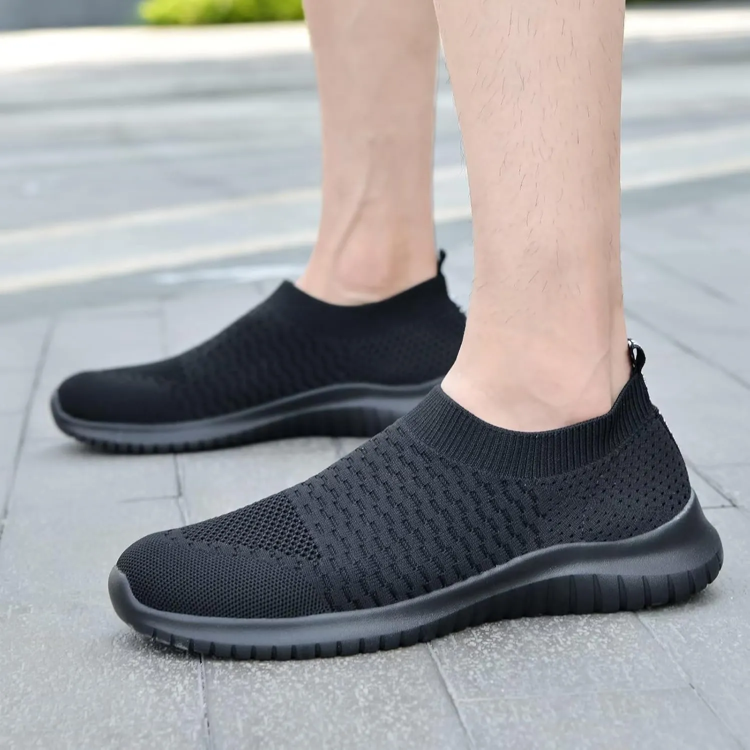 TIOSEBON Men's Slip On Walking Shoes Knit Mesh Tennis Sneaker