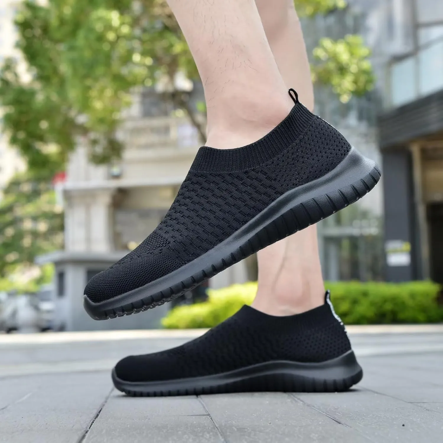 TIOSEBON Men's Slip On Walking Shoes Knit Mesh Tennis Sneaker