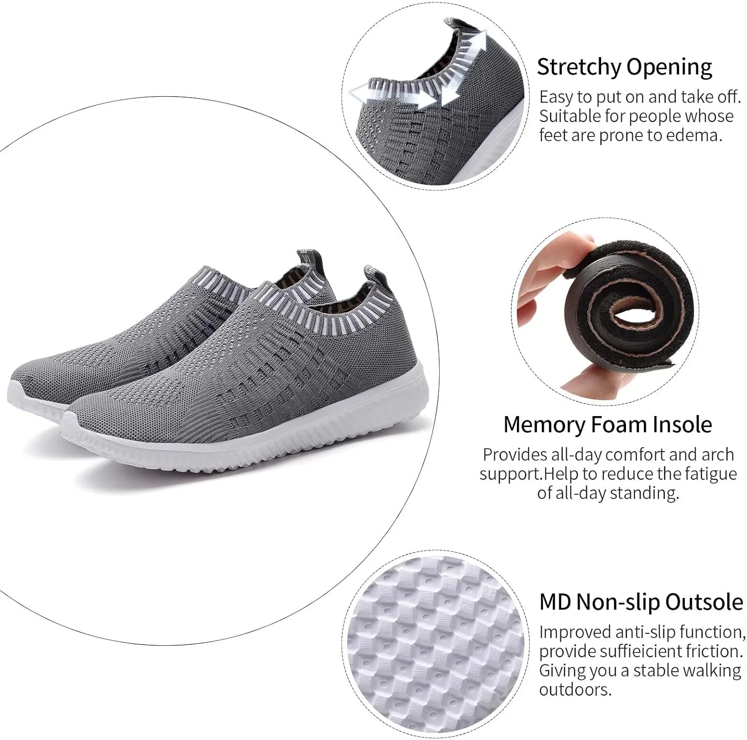 TIOSEBON Women's Athletic Walking Shoes Slip On Casual Mesh-Comfortable Tennis Workout Sneakers
