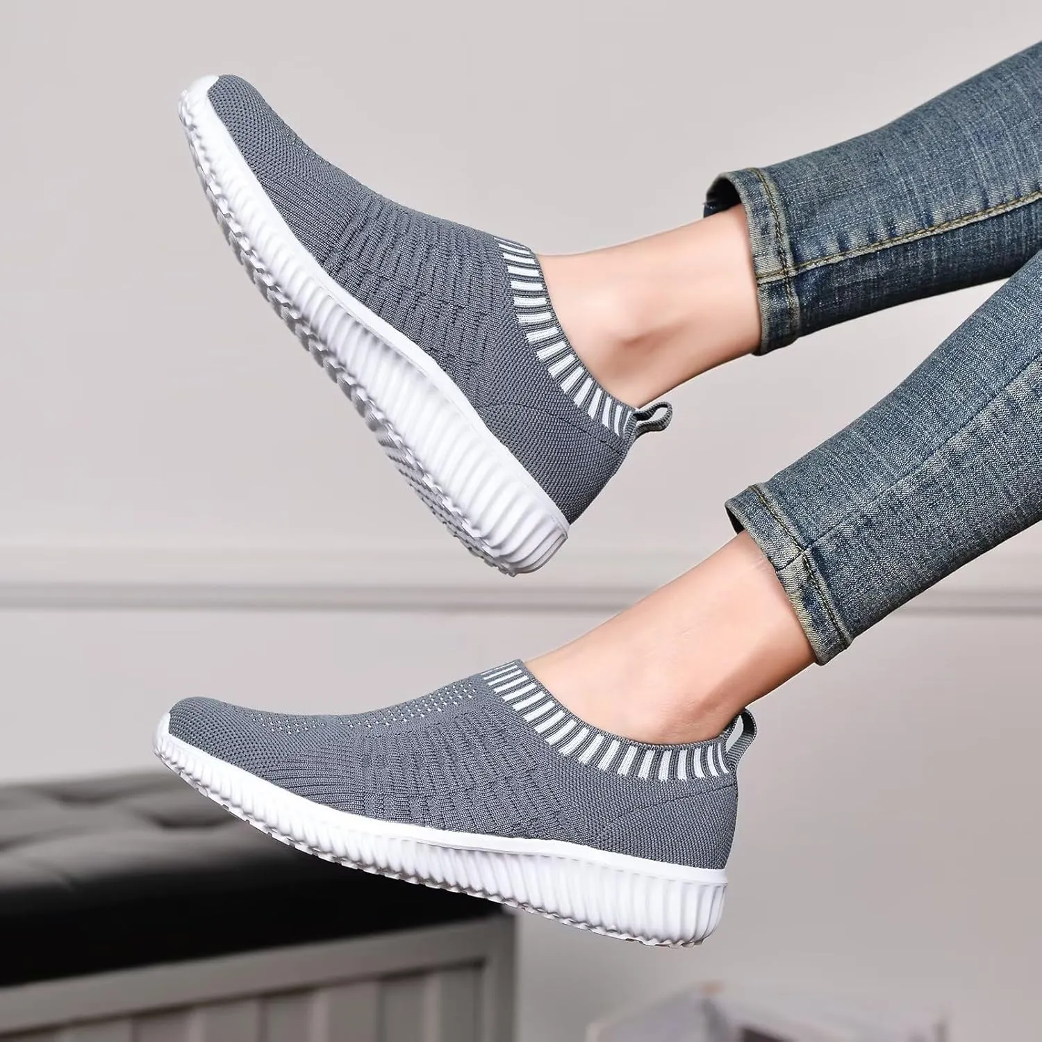 TIOSEBON Women's Athletic Walking Shoes Slip On Casual Mesh-Comfortable Tennis Workout Sneakers