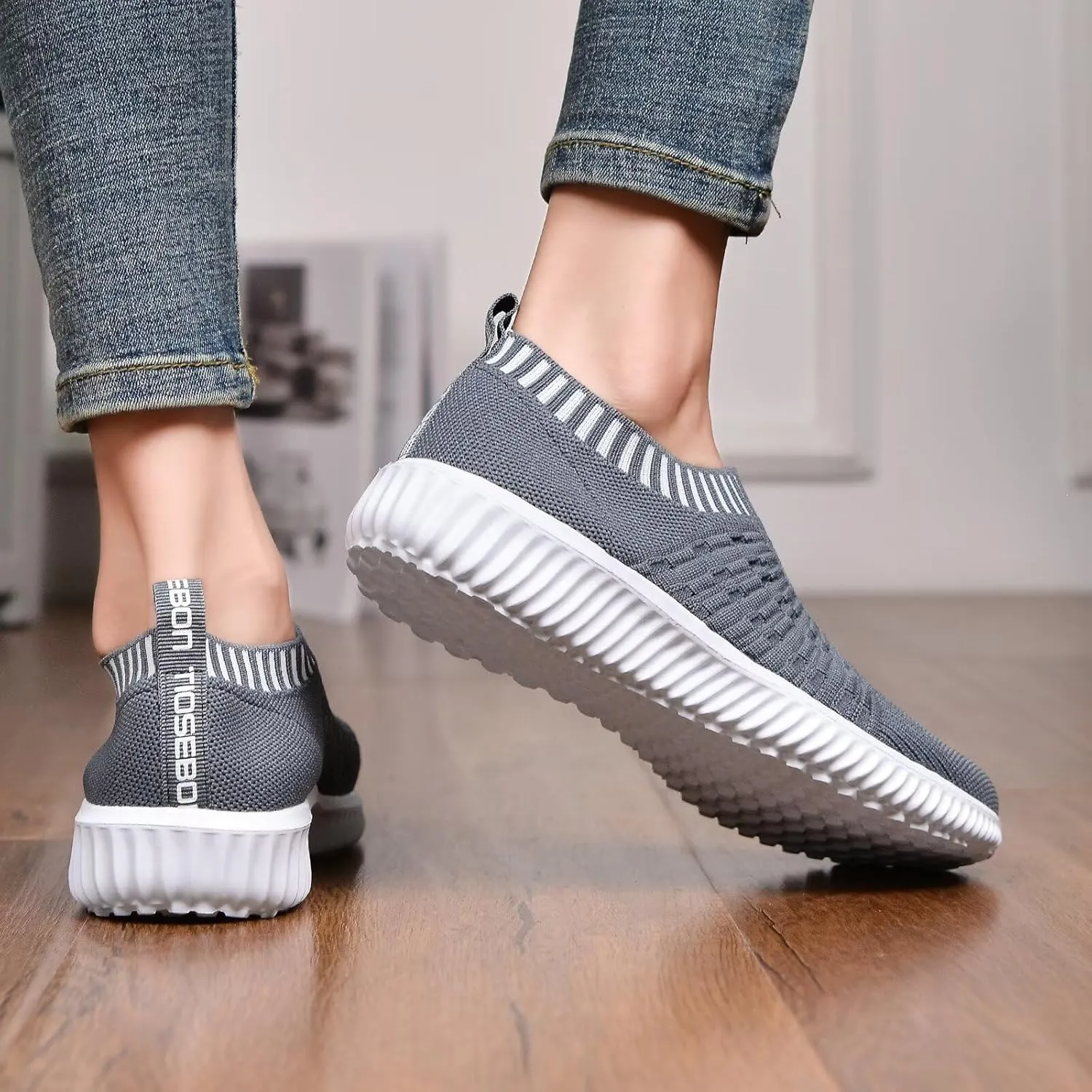 TIOSEBON Women's Athletic Walking Shoes Slip On Casual Mesh-Comfortable Tennis Workout Sneakers