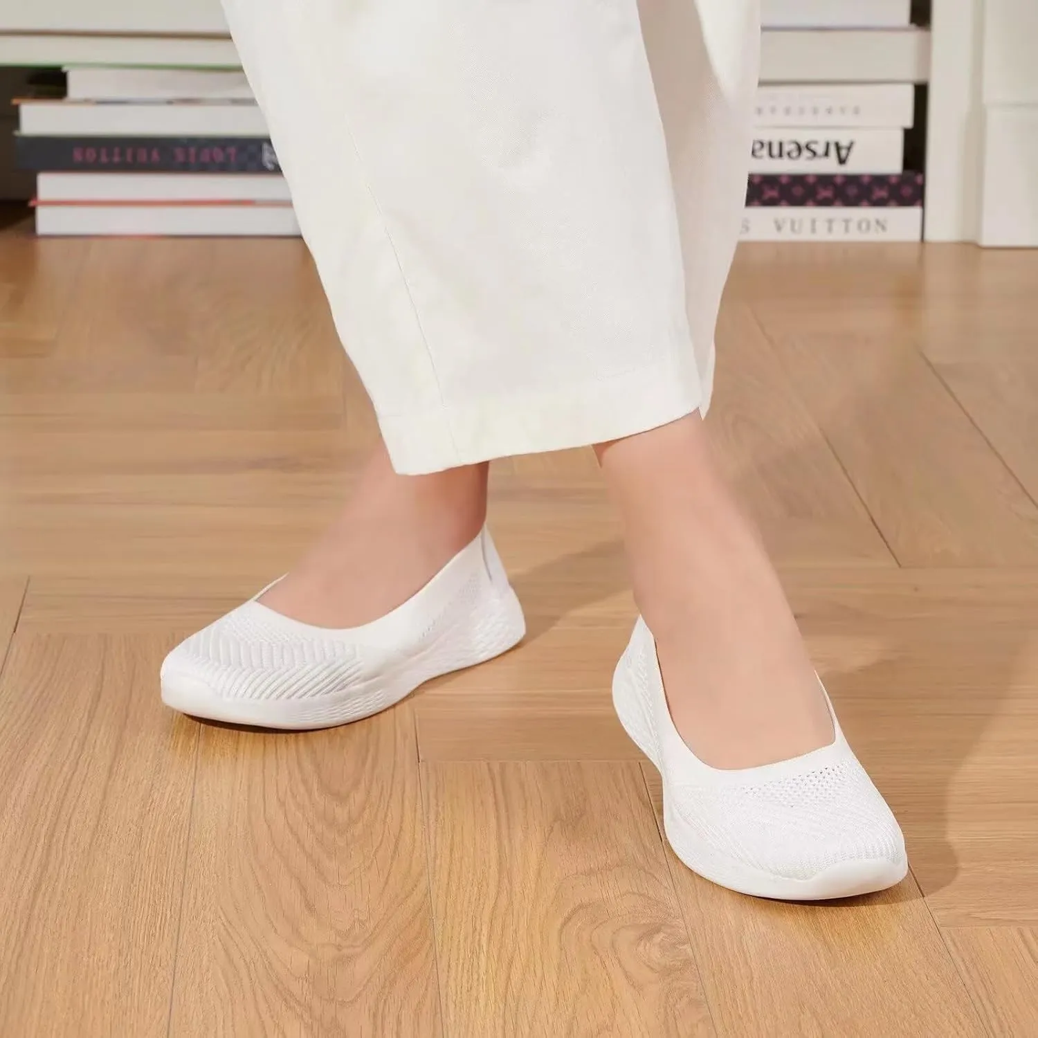 TIOSEBON Women's Comfortable Loafer Low-Top Flat Ultra Memory Foam Mesh Slip-On Walking Shoes