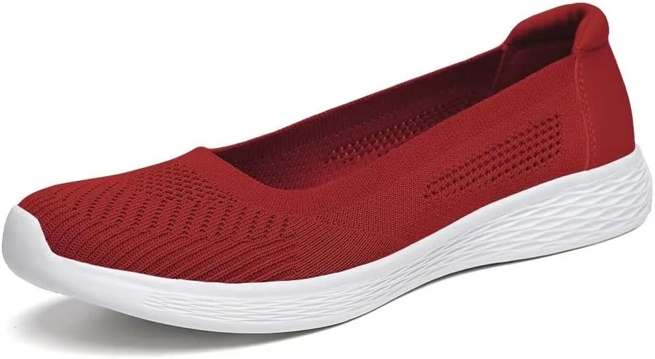 TIOSEBON Women's Comfortable Loafer Low-Top Flat Ultra Memory Foam Mesh Slip-On Walking Shoes