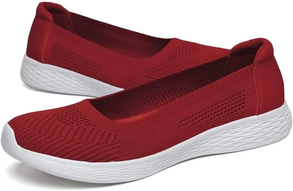TIOSEBON Women's Comfortable Loafer Low-Top Flat Ultra Memory Foam Mesh Slip-On Walking Shoes