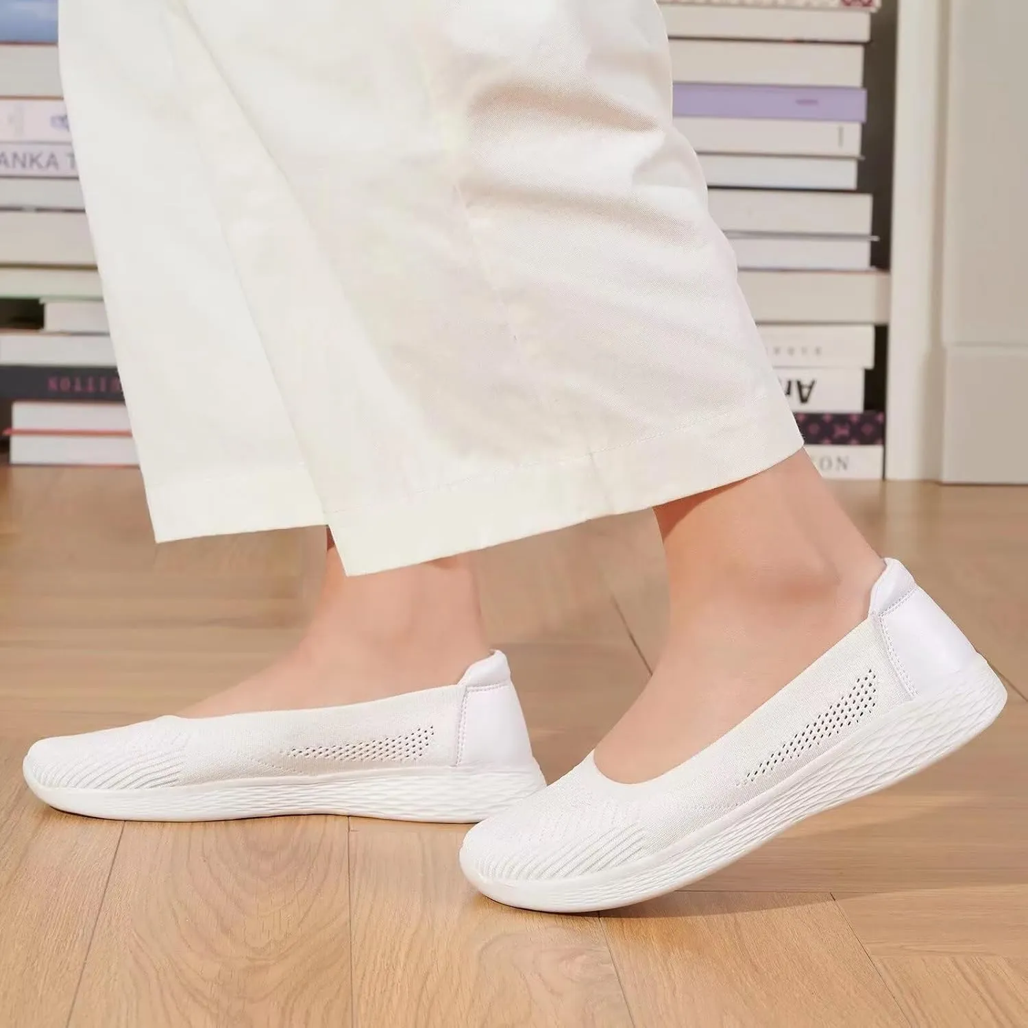 TIOSEBON Women's Comfortable Loafer Low-Top Flat Ultra Memory Foam Mesh Slip-On Walking Shoes