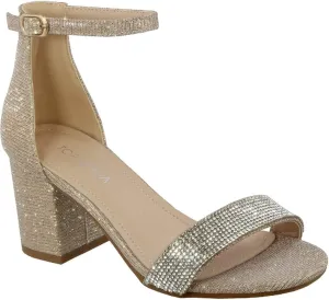 TOP Moda Diamond-1 Ankle Strap Dressy High Heel Sandal, Non-slip Sole, For Wedding, Party, Prom, Evening Wear, or Any Occasion, Sleek Style Block Heel Sandals