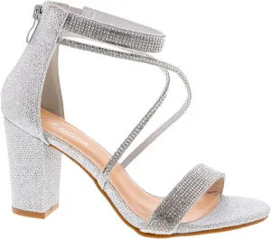 TOP Moda Rosa-66 Ankle Strap Dressy High Heel Sandal, Non-slip Sole, For Wedding, Party, Prom, Evening Wear, or Any Occasion, Sleek Style Block Heel Sandals