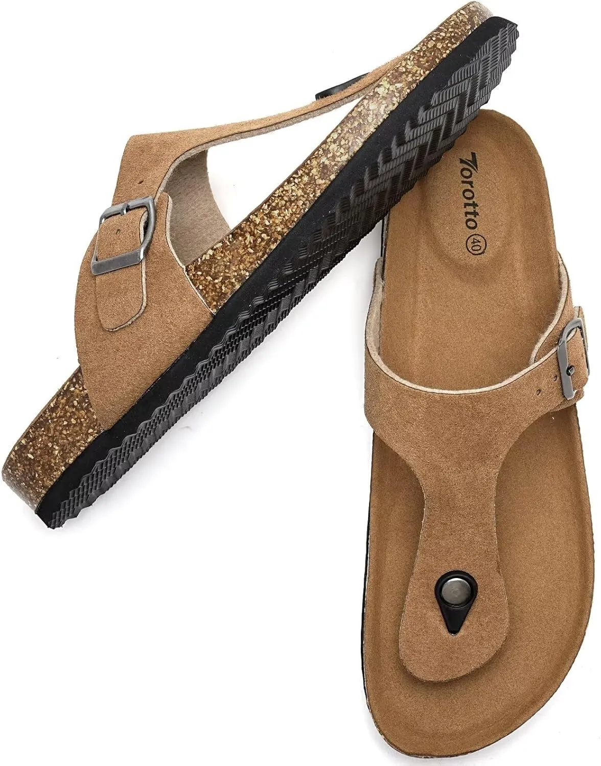 Torotto Mens Womens Flip Flops Thong Sandals with Cork Footbed Open Toe Adjustable Webbing Slides Sandals for Walking | Beach | Indoor