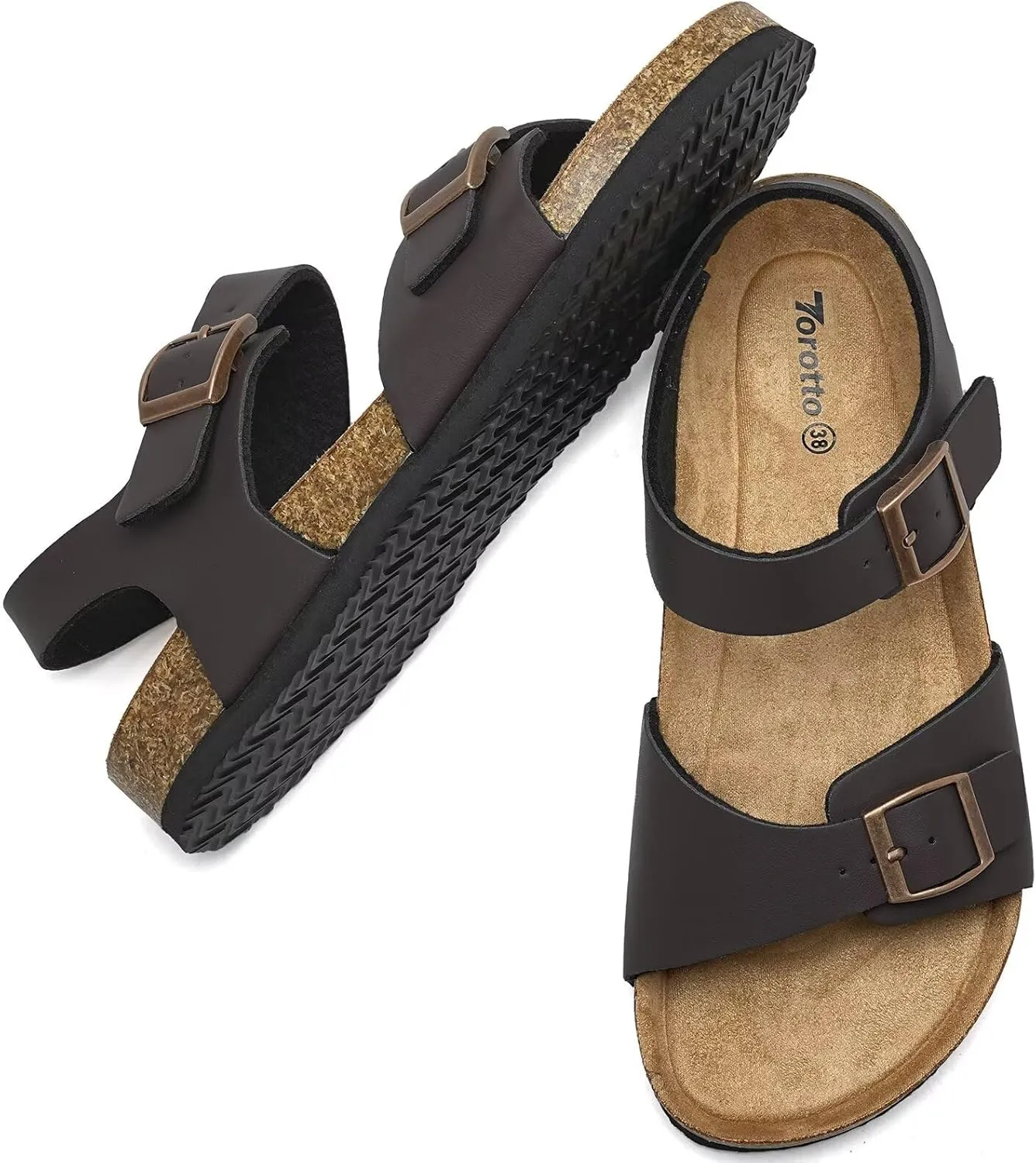Torotto Womens Sandals with Cork Footbed Open Toe Adjustable Webbing Athletic Slides Sandals for Walking | Beach | Indoor Outdoor
