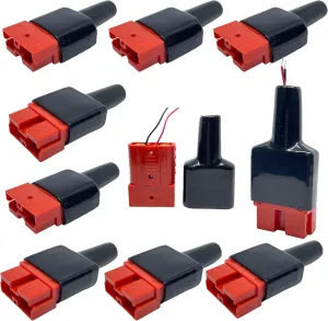 Trailer Vision 50 Amp Anderson Connector w/Boot - Fits SB50 50A Quick Connect/Disconnect Plug Compatible with Dust Cable Sheath Cover 50A/240V Power Connector - No Soldering No Crimping - Red 10 pcs