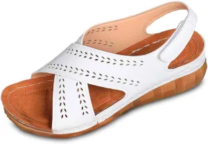 Trendy Women's Sandals Everyday Casual Wear Open Toe Solid Hollow Design Wedge Heel Summer Season Sandals for Women