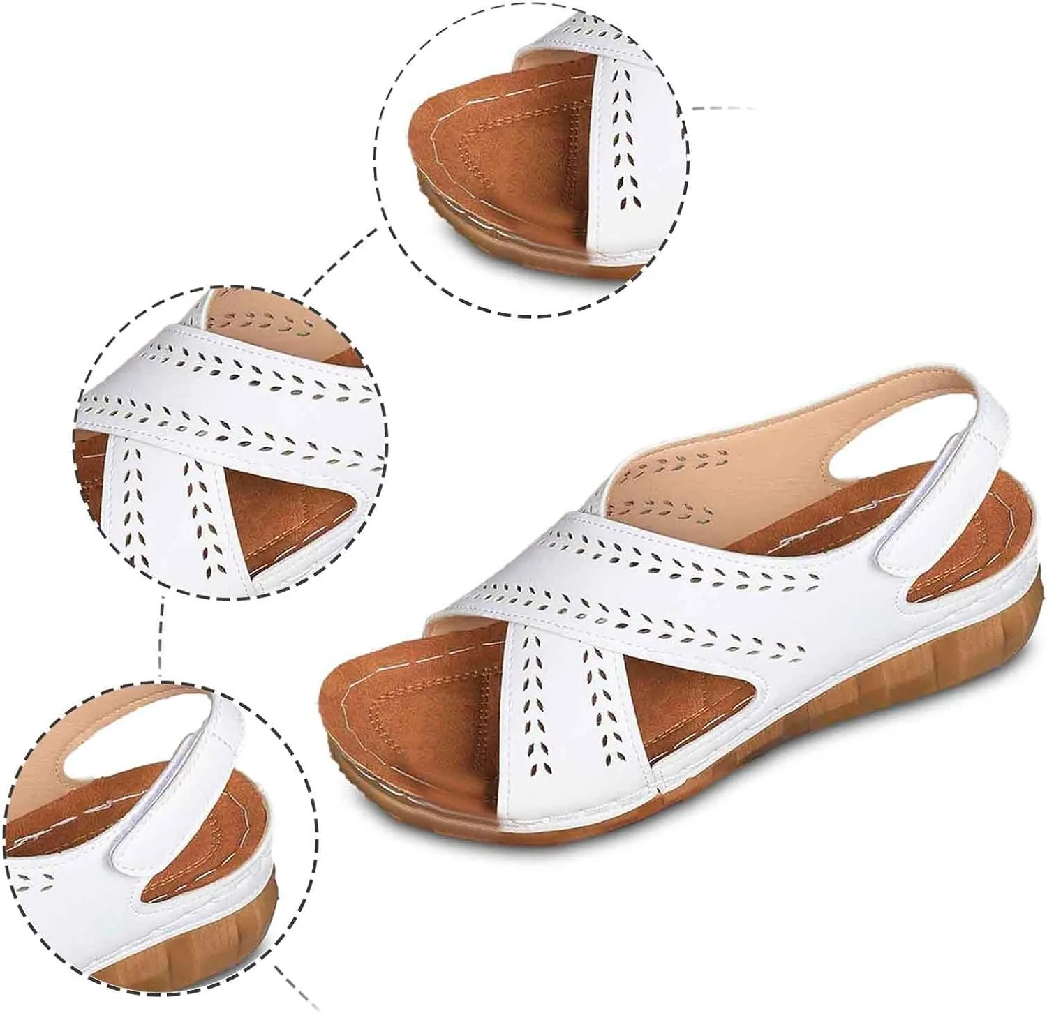 Trendy Women's Sandals Everyday Casual Wear Open Toe Solid Hollow Design Wedge Heel Summer Season Sandals for Women