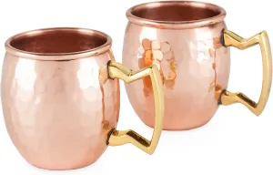 Twine Old Kentucky Home Hammered Moscow Mule Shot Glasses, Copper Bar Cart Accessories, Set of 2, 2oz, Copper
