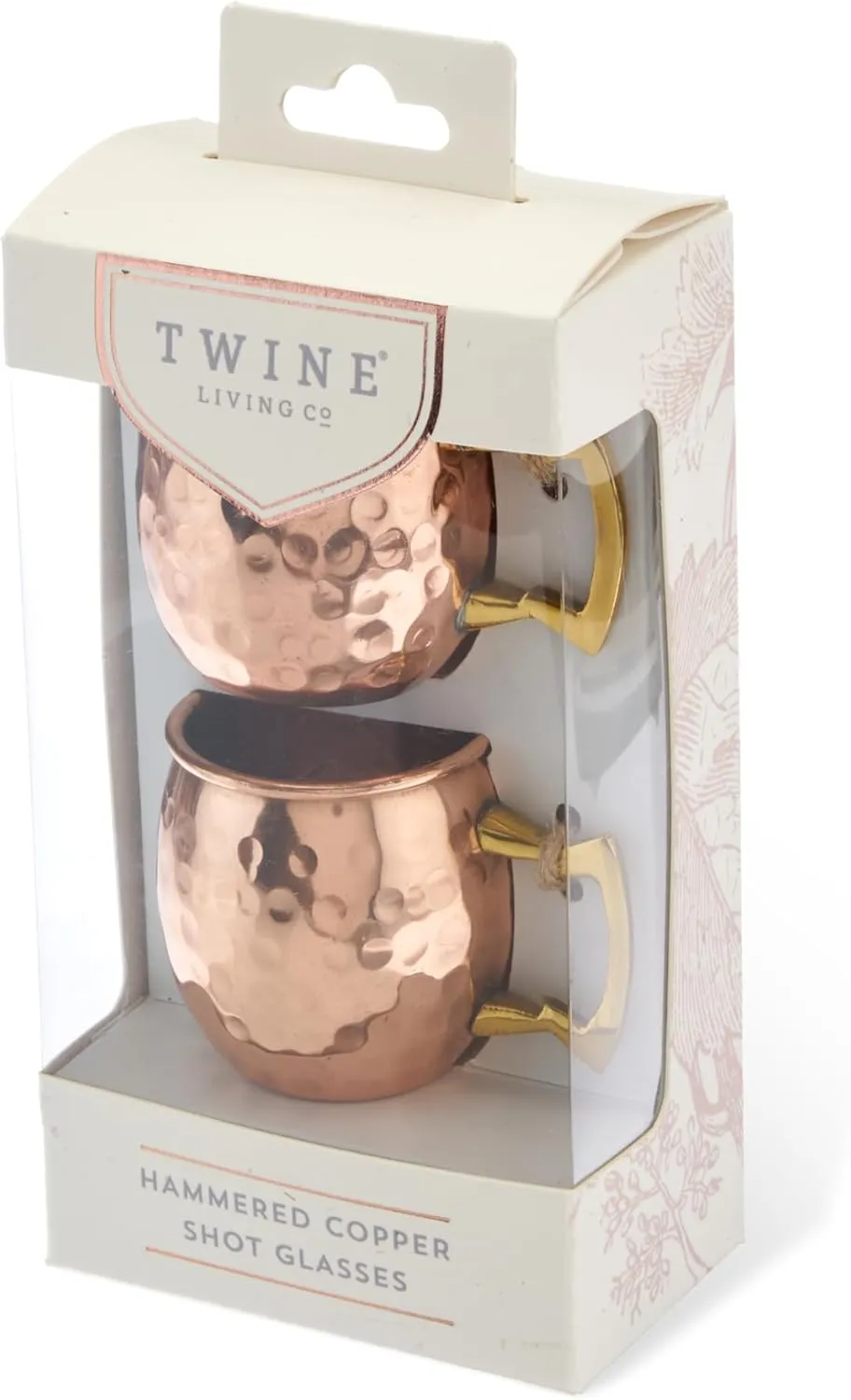 Twine Old Kentucky Home Hammered Moscow Mule Shot Glasses, Copper Bar Cart Accessories, Set of 2, 2oz, Copper
