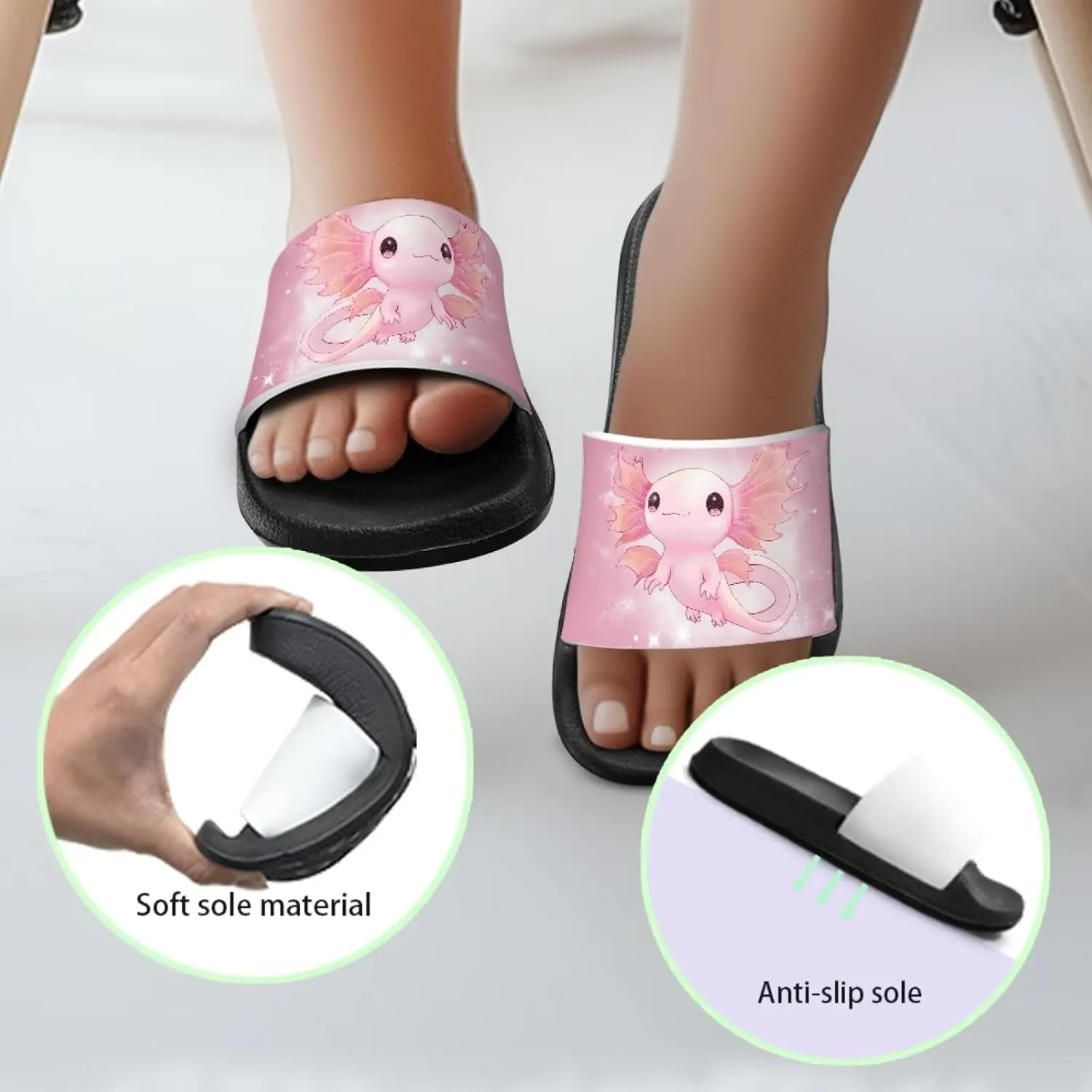 UNICEU Cute Animal Print House Slippers for Kids Comfortable Slip On Shower Shoes Lightweight Non-Slip Slides Sandals