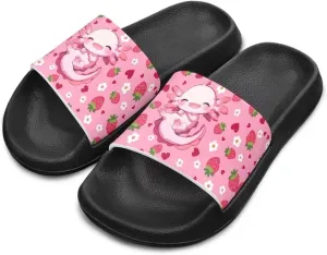 UNICEU Cute Animal Print House Slippers for Kids Comfortable Slip On Shower Shoes Lightweight Non-Slip Slides Sandals