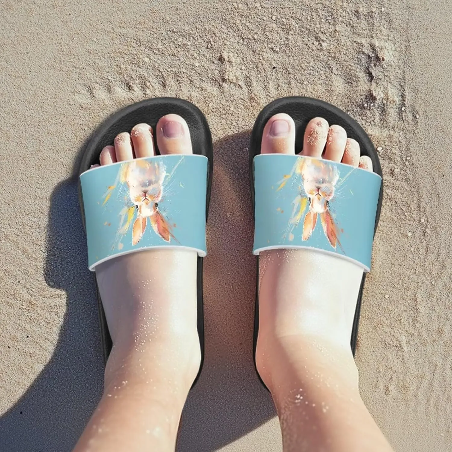 UNICEU Cute Animal Print House Slippers for Kids Comfortable Slip On Shower Shoes Lightweight Non-Slip Slides Sandals