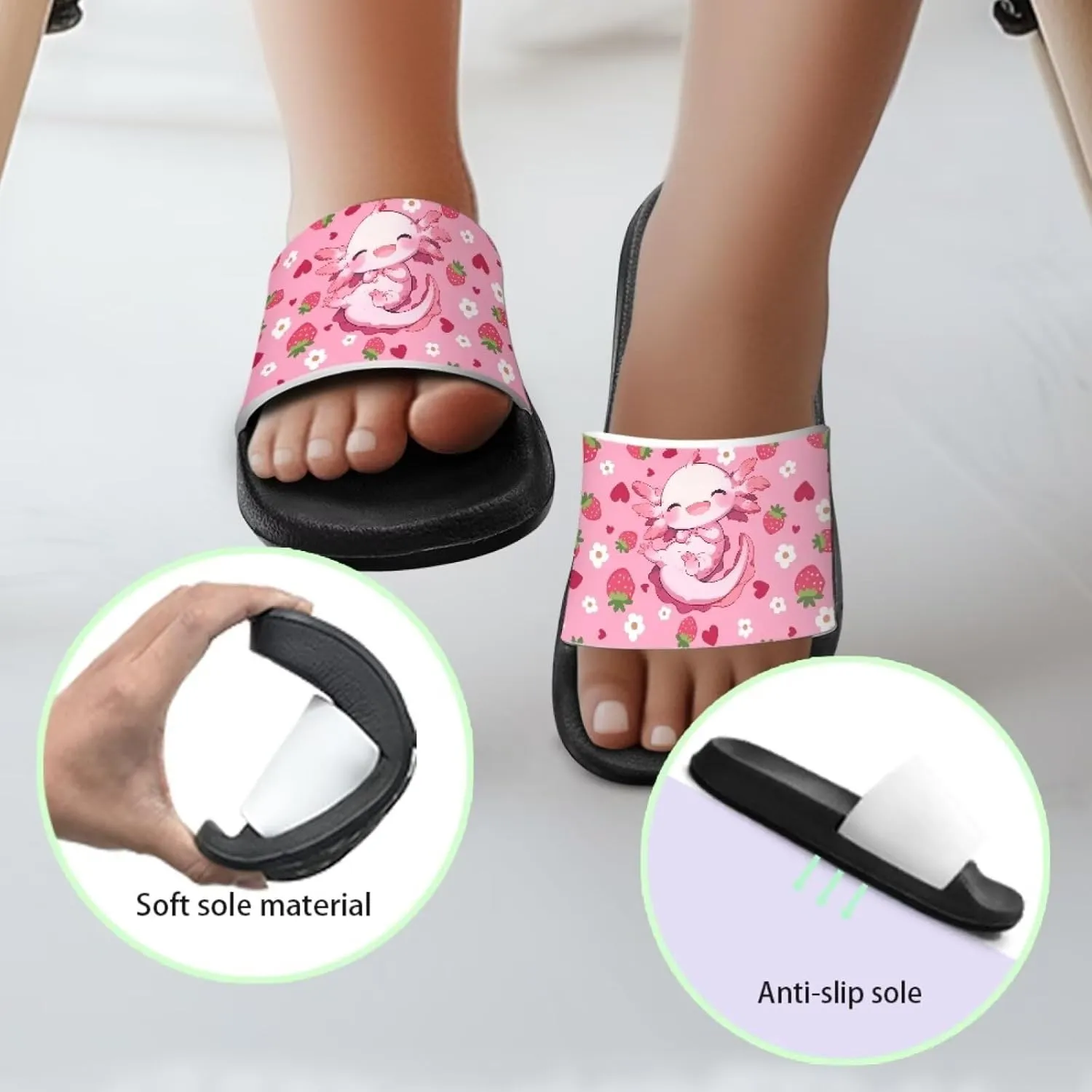 UNICEU Cute Animal Print House Slippers for Kids Comfortable Slip On Shower Shoes Lightweight Non-Slip Slides Sandals
