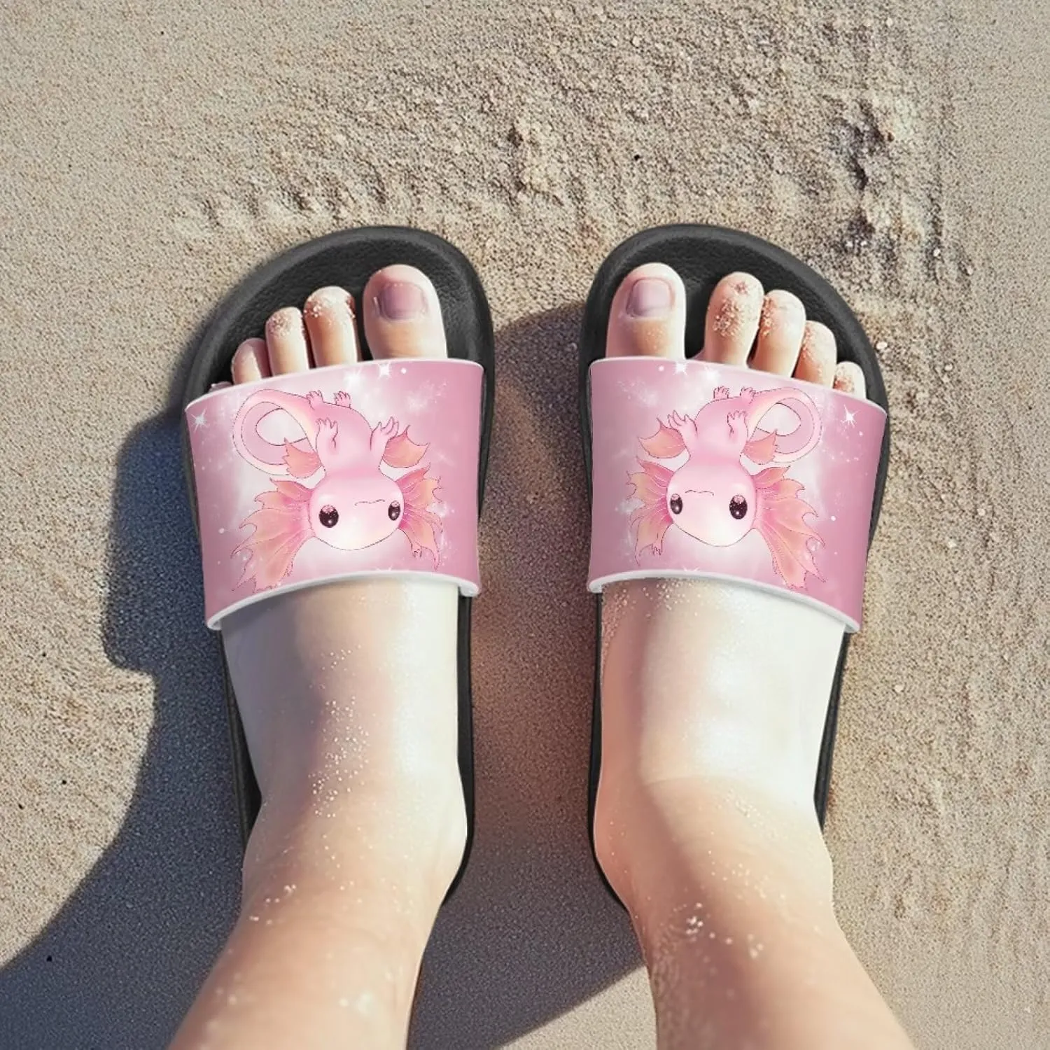 UNICEU Cute Animal Print House Slippers for Kids Comfortable Slip On Shower Shoes Lightweight Non-Slip Slides Sandals
