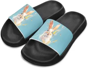 UNICEU Cute Animal Print House Slippers for Kids Comfortable Slip On Shower Shoes Lightweight Non-Slip Slides Sandals