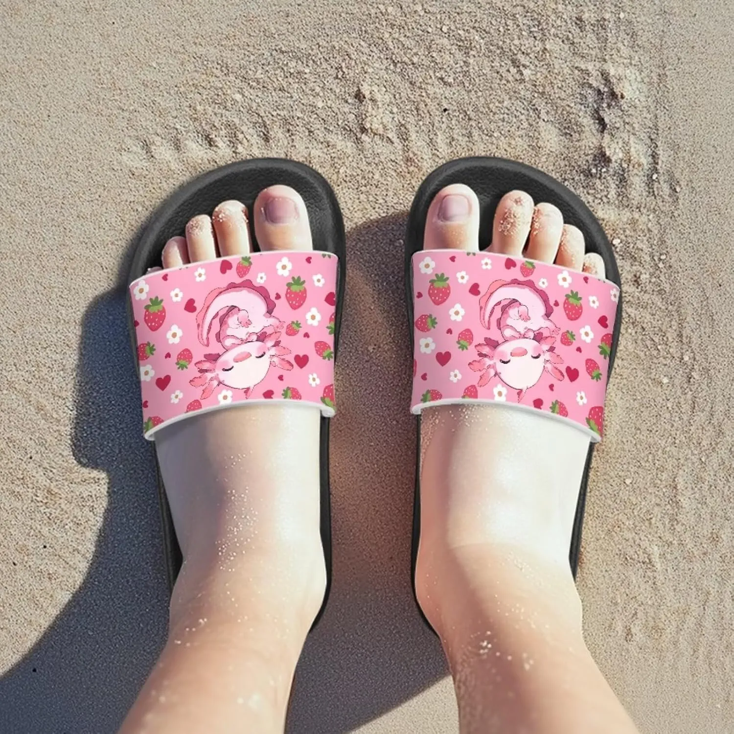 UNICEU Cute Animal Print House Slippers for Kids Comfortable Slip On Shower Shoes Lightweight Non-Slip Slides Sandals