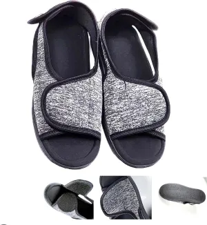 Unisex Open Toe Diabetic Shoes, Extra Wide Arthritis Edema Shoes, Medical Open Toe Cast Shoes for Swollen Feet Edema Footwear Indoor Outdoor(Grey,L)