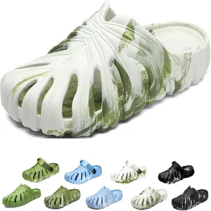 Variegated Monstera Shoes for Women and Men, Monstera Leaf Pattern Slippers Summer, Anti-Slip Soft Plant Print Slides