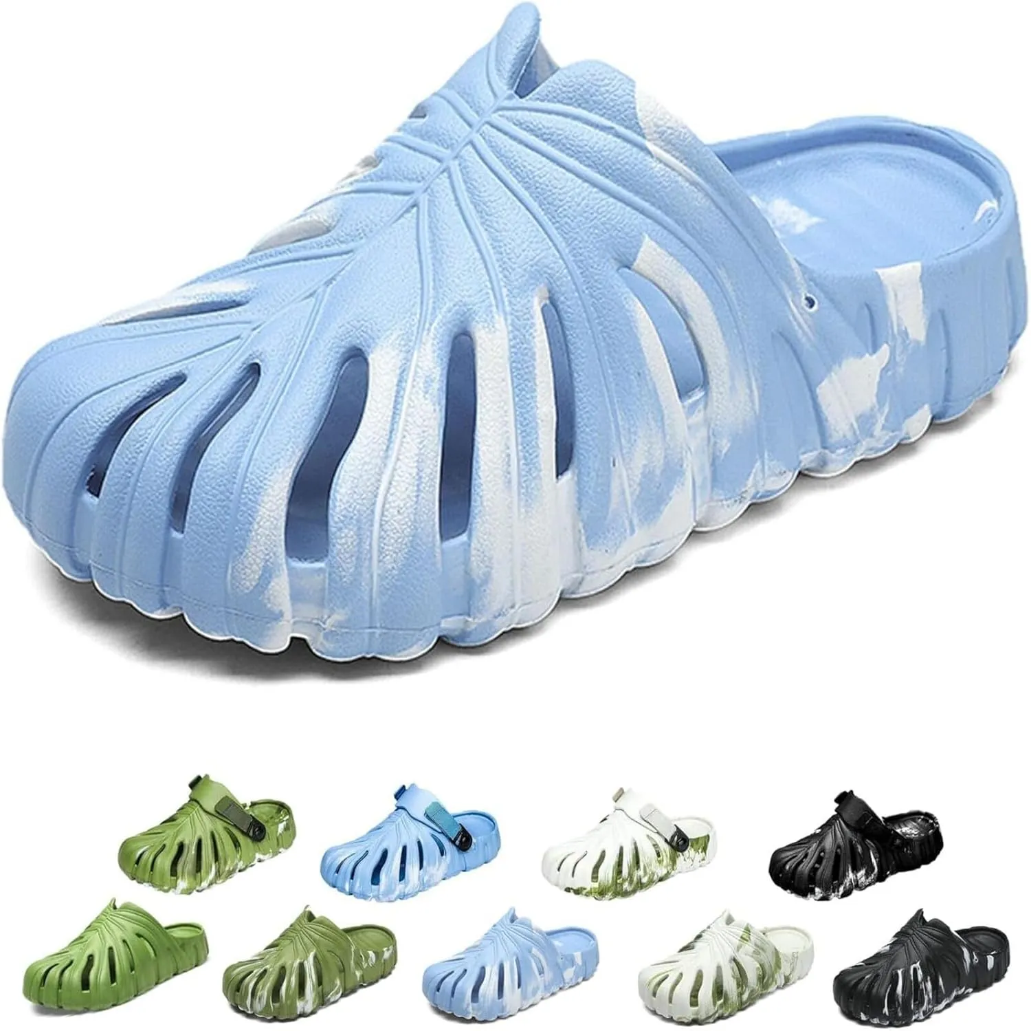 Variegated Monstera Shoes for Women and Men, Monstera Leaf Pattern Slippers Summer, Anti-Slip Soft Plant Print Slides