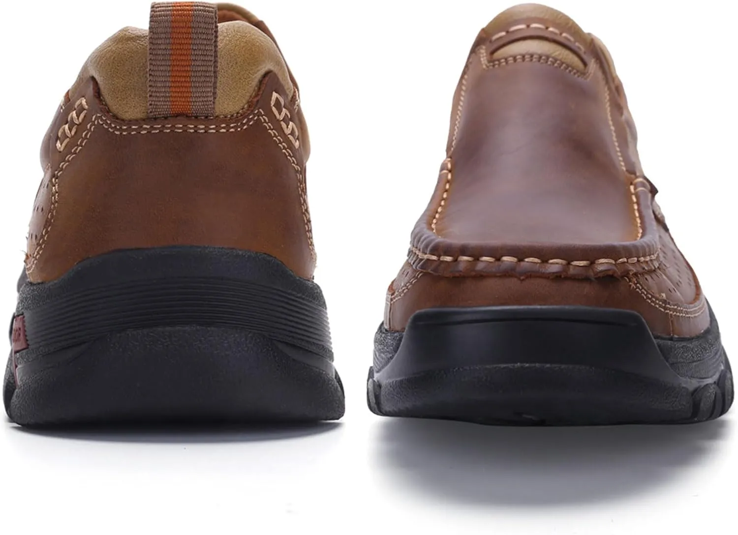 Venshine Mens Walking Shoes Leather Lightweight Breathable Casual Slip On Loafers