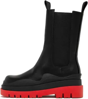 Vertundy Women's Chelsea Ankle Boots Slip On Mid Calf Chunky Platform Comfortable Pull-on Booties
