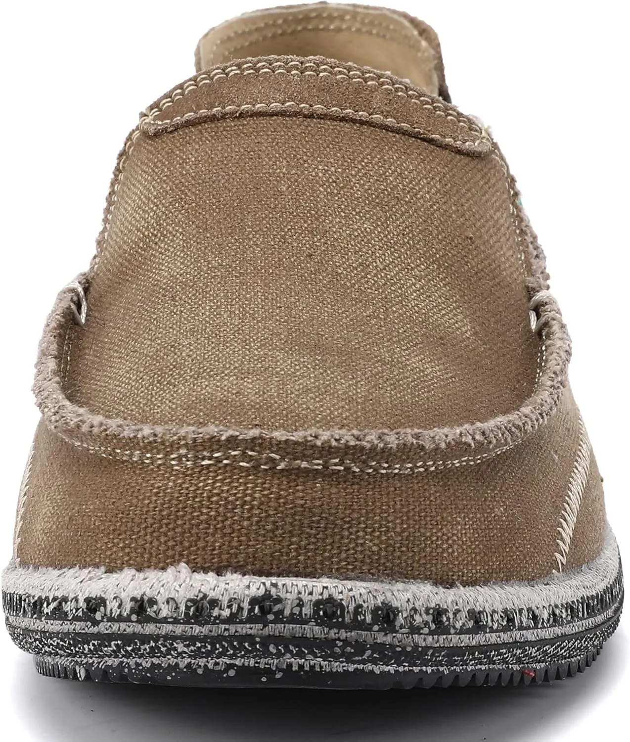 VILOCY Mens Slip on Deck Shoes Zero Drop Casual Canvas Loafer Vintage Flat Boat Shoes