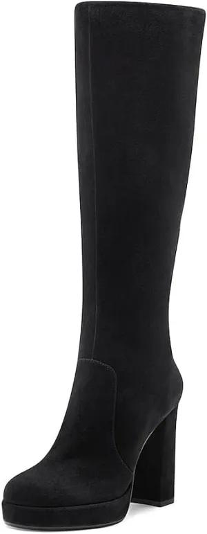 Vince Camuto Jestinal Women's Leather Tall Knee High Block Heel Platform Boots