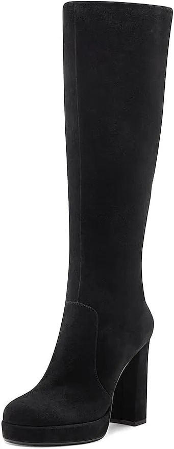 Vince Camuto Jestinal Women's Leather Tall Knee High Block Heel Platform Boots