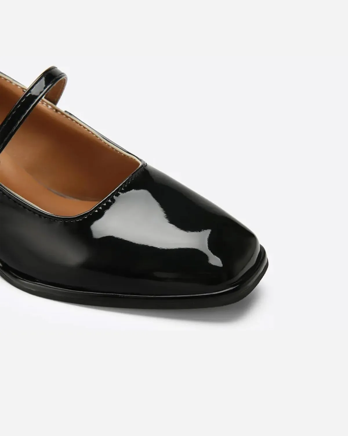 Vintage Patent Mary Jane Pumps, Women's Chunky Heel