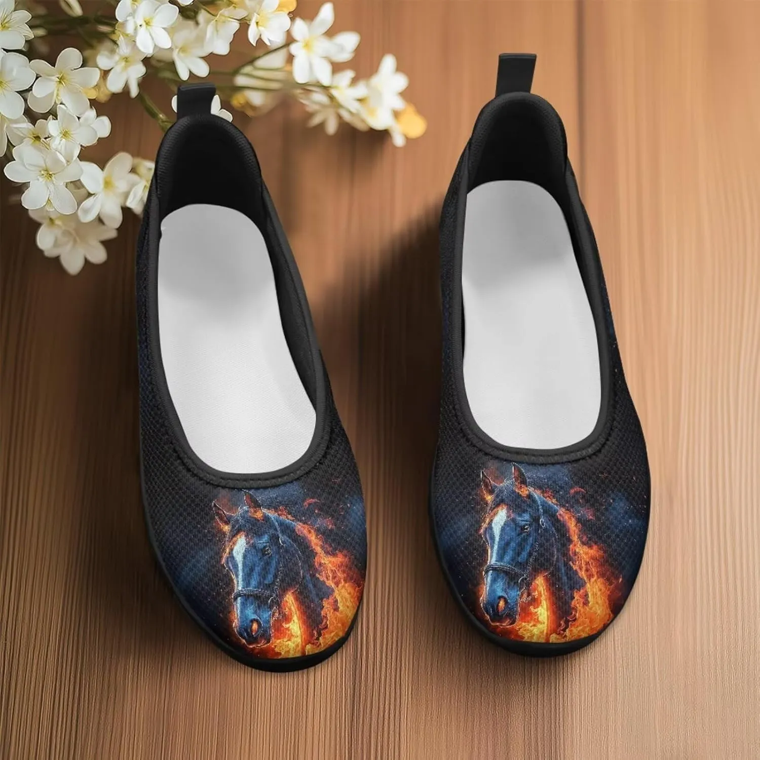Walking Loafers Sneakers Horse Flats Womens Low Cut Shoes Casual Workout Office Comfort Low Cut Shoe Lightweight Mesh Athletic Sneaker