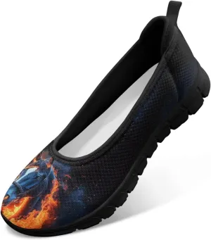 Walking Loafers Sneakers Horse Flats Womens Low Cut Shoes Casual Workout Office Comfort Low Cut Shoe Lightweight Mesh Athletic Sneaker