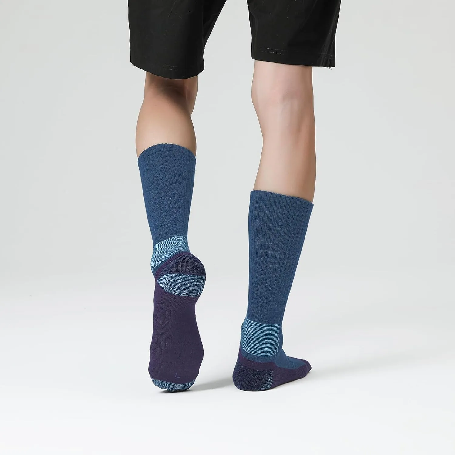 WANDER Merino Wool Socks Men 3 Pairs Cushioned Calf Boot Socks Moisturing Wicking Everyday Thermal Crew Socks