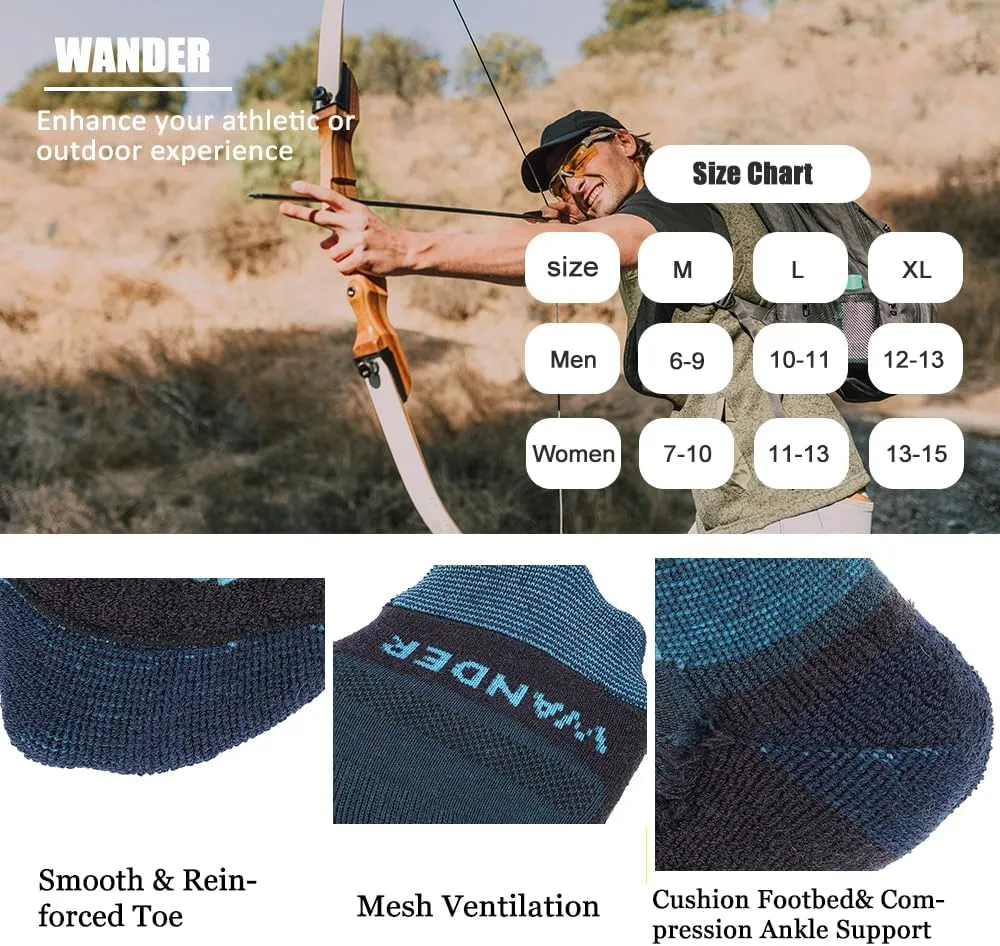 WANDER Merino Wool Socks Men 3 Pairs Cushioned Calf Boot Socks Moisturing Wicking Everyday Thermal Crew Socks
