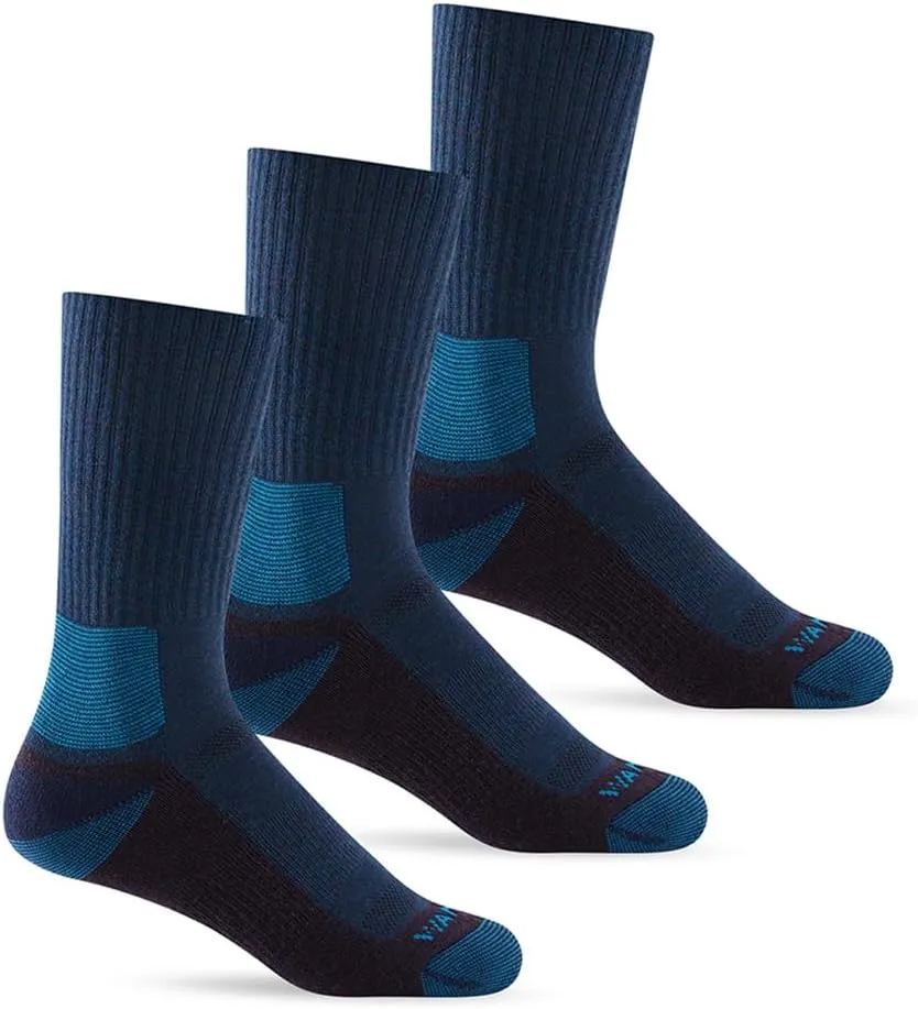 WANDER Merino Wool Socks Men 3 Pairs Cushioned Calf Boot Socks Moisturing Wicking Everyday Thermal Crew Socks