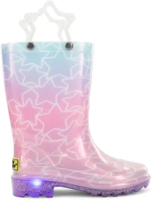 Western Chief Kids Womens Light-Up Waterproof Rain Boots (Toddler/Little Kid) Glitter Stars 6 Toddler Medium