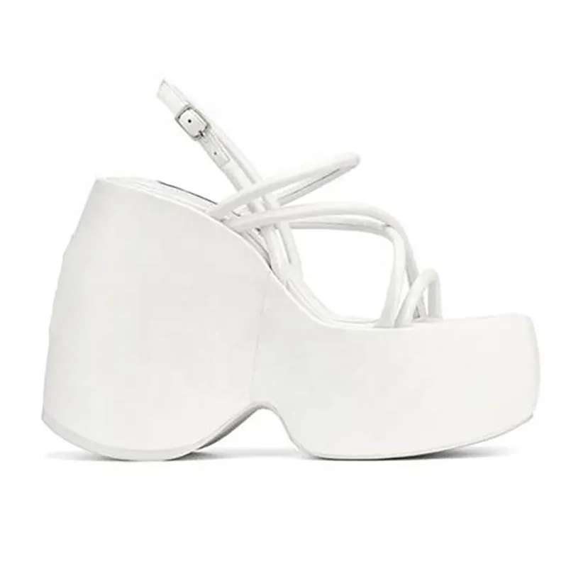 White High-heeled platform Ankle Strap Sandals