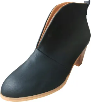 Wide Calf Square Toe Boots Women Comfortable Black Ankle Boots Women Low Heel Fashion Dressy Slip On Fall Shoes