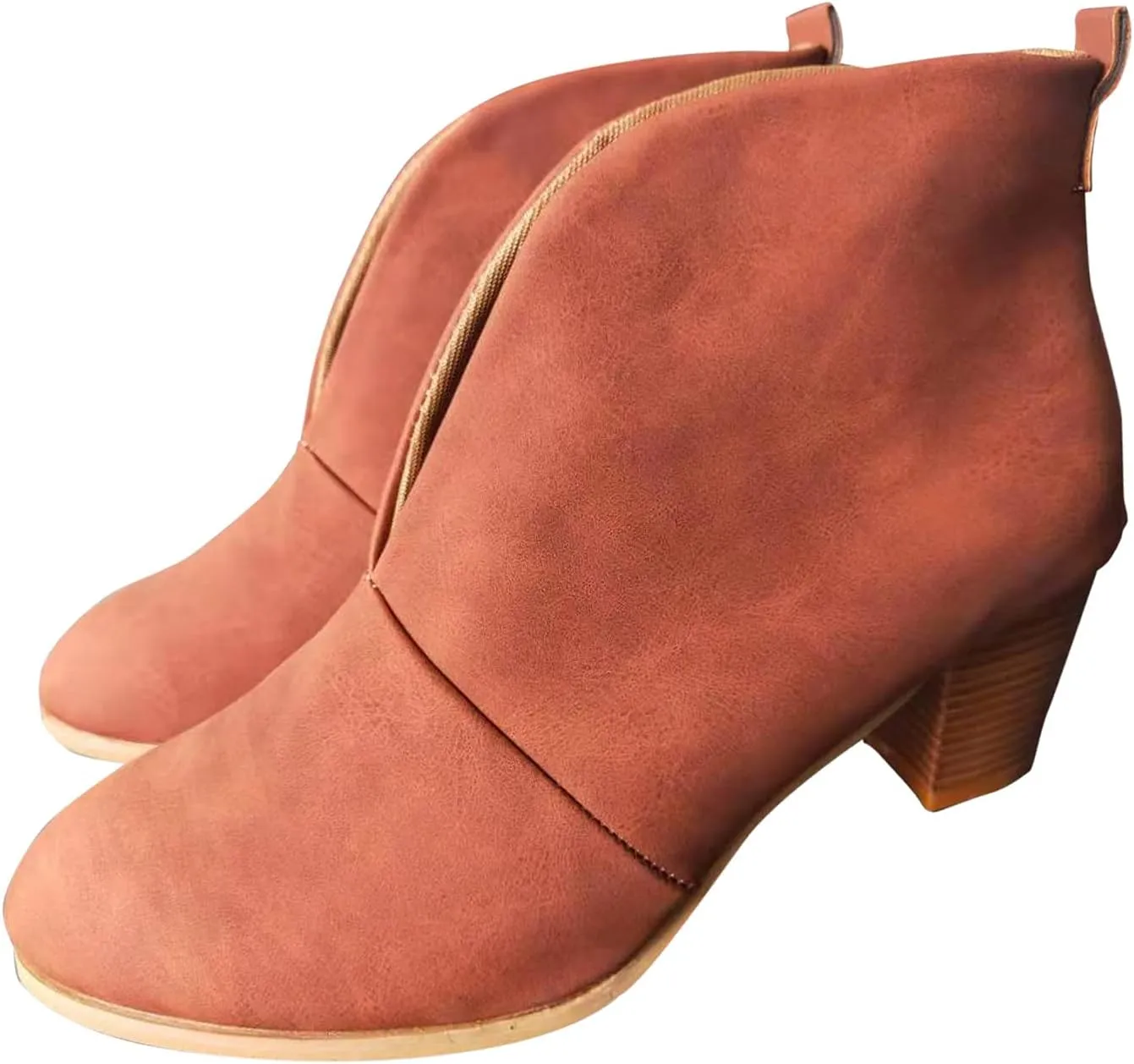 Wide Calf Square Toe Boots Women Comfortable Black Ankle Boots Women Low Heel Fashion Dressy Slip On Fall Shoes