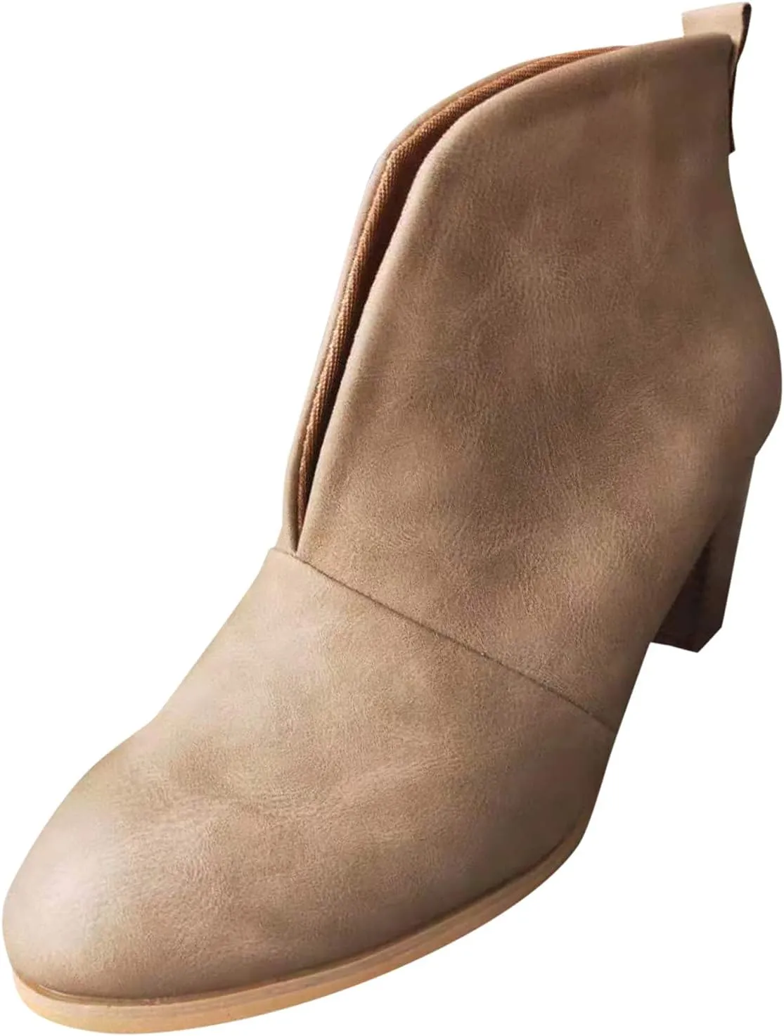 Wide Calf Square Toe Boots Women Comfortable Black Ankle Boots Women Low Heel Fashion Dressy Slip On Fall Shoes