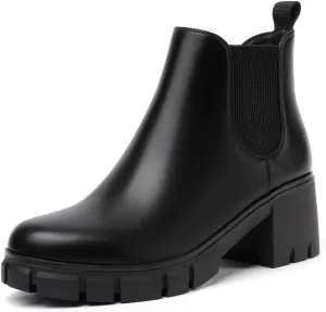 Women Chelsea Boots Comfortable Lug Sole Slip On Ankle Booties