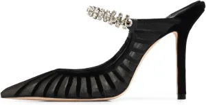 Women Heeled Mules Rhinestone Strappy Clear Heels Pointed Toe Stiletto Slip On Bridal Sandals for Women