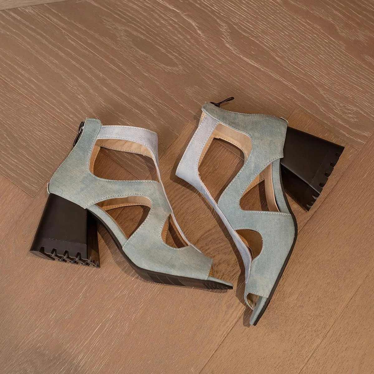 Women Heeled Sandals Peep Open Toe Ankle Boots Mid Chunky Block Heel Cutout Booties Sandals Zipper Lace Up Ankle Strap Dress Sandal Pumps Shoes Suede Crocodile Snakeskin Chic Size 4-15 M US