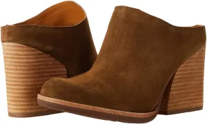 Women High Chunky Stacked Heel Mules Round Closed Toe Heeled Sandals Slip On 3 Inch Block Heels Suede Backless Booties Burnished Dressy Vintage Party Office Ladies Slide Slippers 4-11 M US